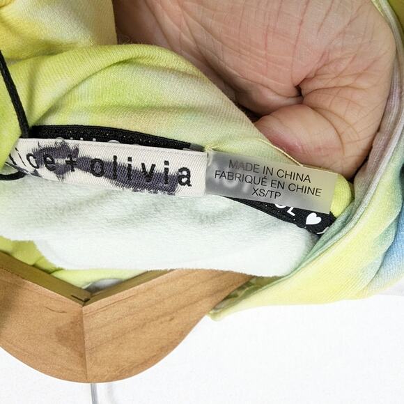 NWT Alice + Olivia Nikki Tie-Dyed Cotton-Blend Fleece Hoodie - Picture 6 of 8
